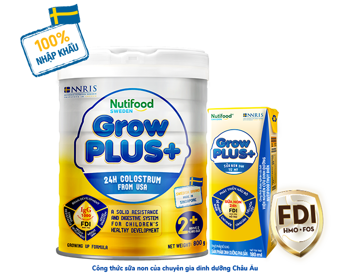 Nutifood GrowPLUS+ Sữa Non Thụy Điển – Công thức sữa non của chuyên gia dinh dưỡng Châu Âu