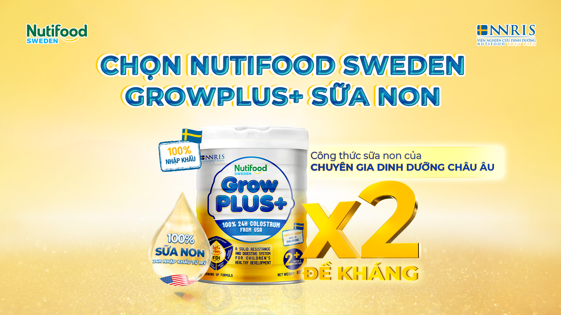 Nutifood Sweden GrowPLUS+ Sữa Non