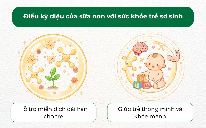 Bổ sung sữa non cho trẻ hỗ trợ tăng đề kháng, bảo vệ sức khỏe và phát triển toàn diện cho trẻ sơ sinh từ những ngày đầu đời.