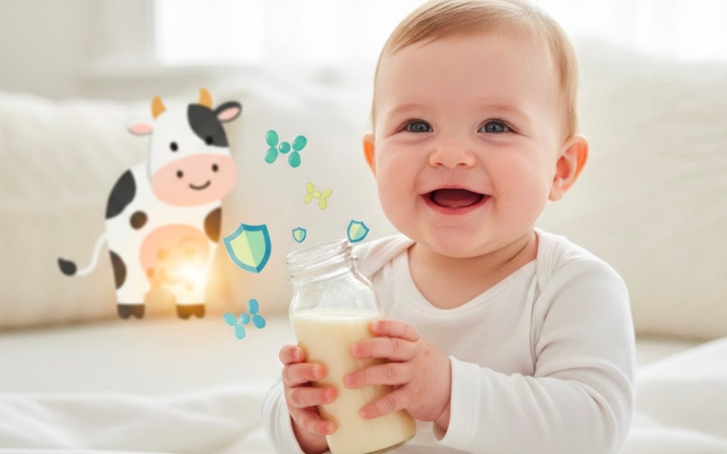 Chứa nhiều thành phần sinh học quý giá, sữa non được xem là “vaccine tự nhiên” đầu đời của trẻ.