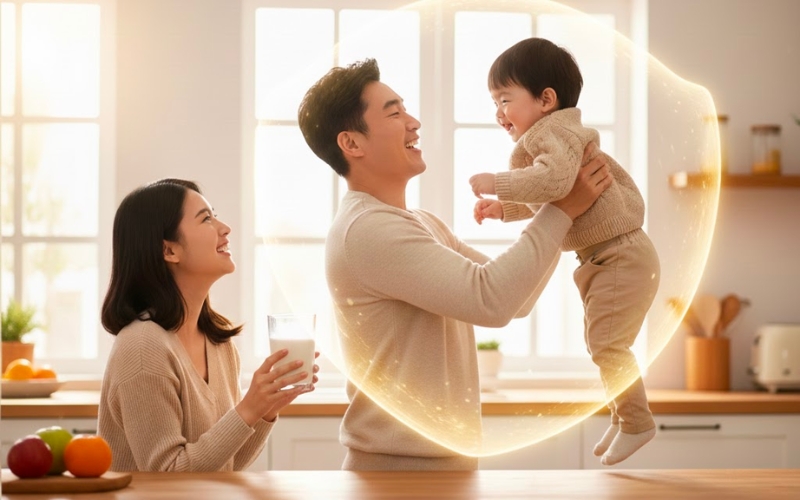 Khi chọn được loại sữa phù hợp, nhiều trẻ hạn chế được nguy cơ ốm vặt, nhất là khi thay đổi thời tiết