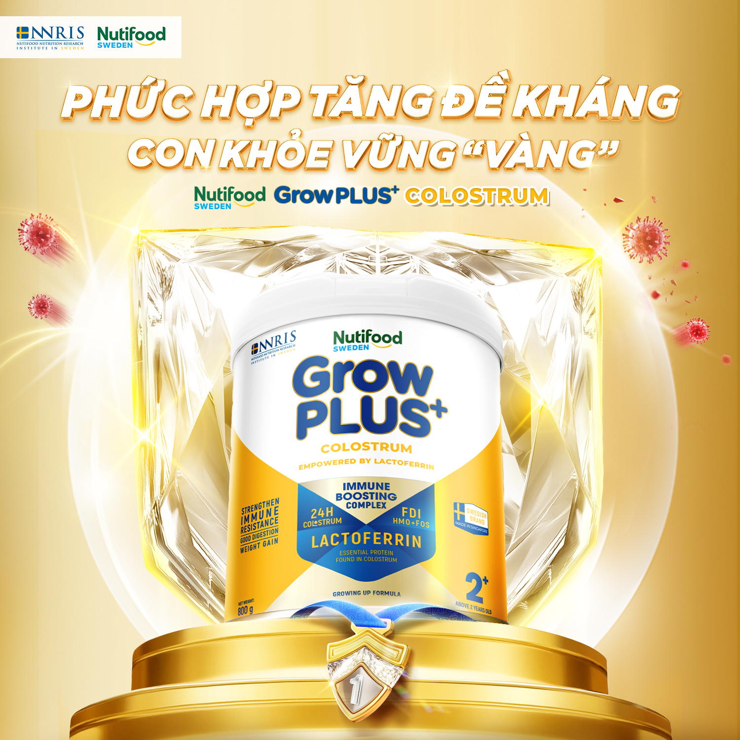 Nutifood GrowPLUS+ Colostrum Lactoferrin - Sữa tăng đề kháng bổ sung Lactoferrin và kháng thể IgG cho bé hiệu quả.