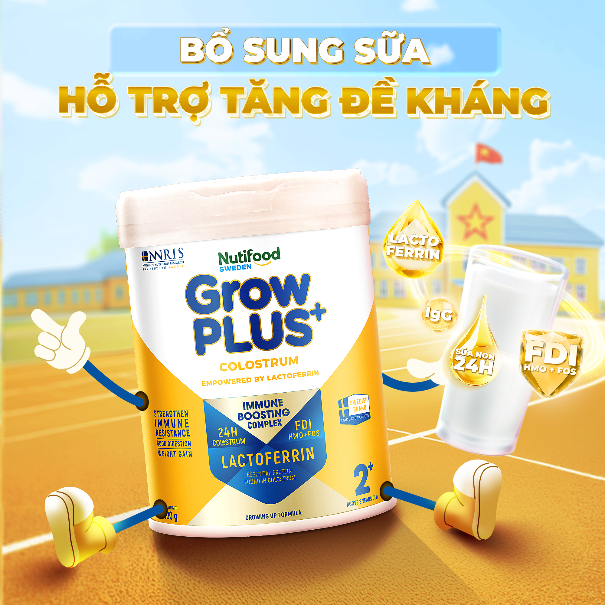 Nutifood GrowPLUS+ Colostrum Lactoferrin – Đồng hành cùng mẹ, nuôi dưỡng “vòng tròn miễn dịch” vững vàng để bé lớn khỏe mỗi ngày.