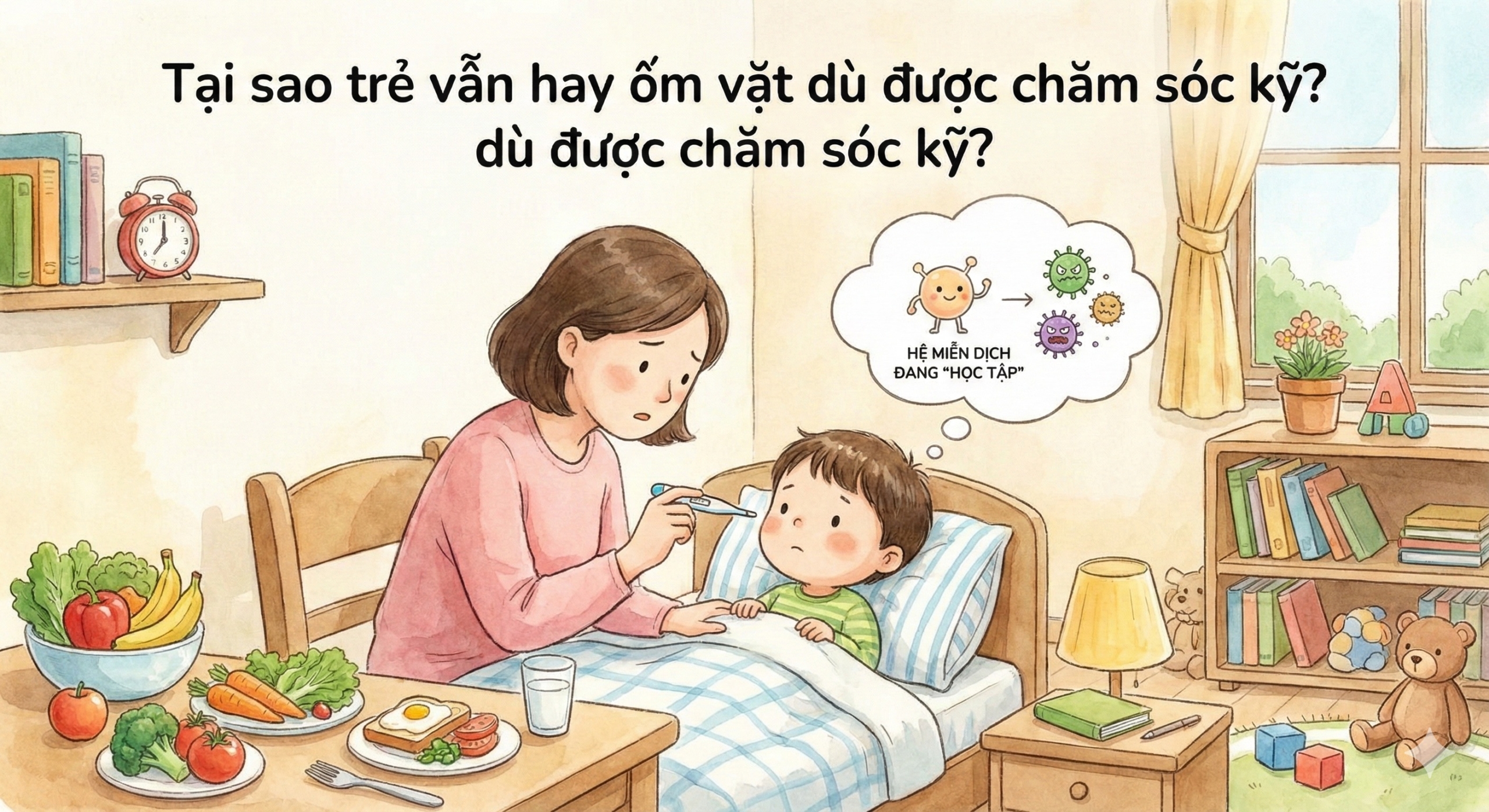 Trẻ hay ốm vặt dù được chăm sóc kỹ vì hệ miễn dịch còn non yếu, chăm sóc từ bên trong giúp bé khỏe mạnh mỗi ngày.