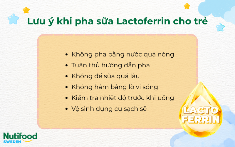 Lưu ý khi pha sữa non Lactoferrin cho trẻ để đảm bảo dinh dưỡng và an toàn
