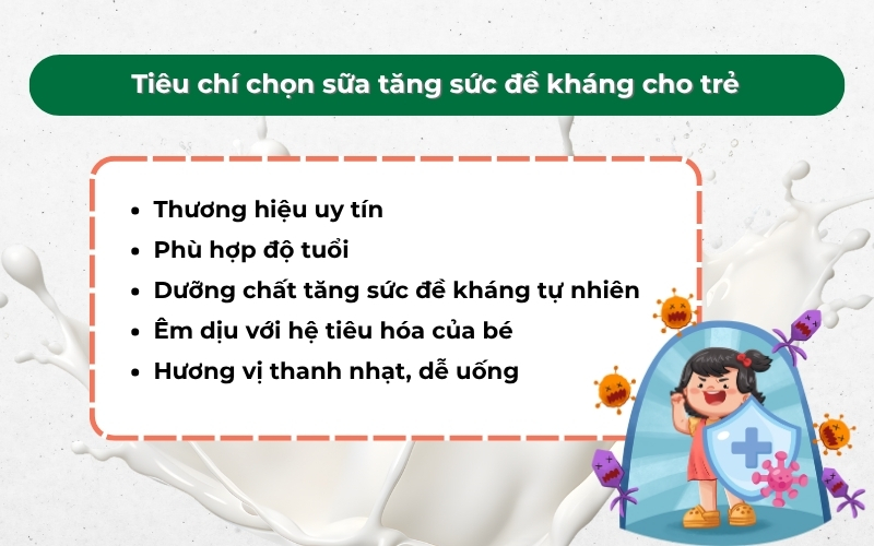 Bố mẹ cần lưu ý những tiêu chí trên để chọn sữa tăng sức đề kháng cho trẻ hiệu quả, an toàn.