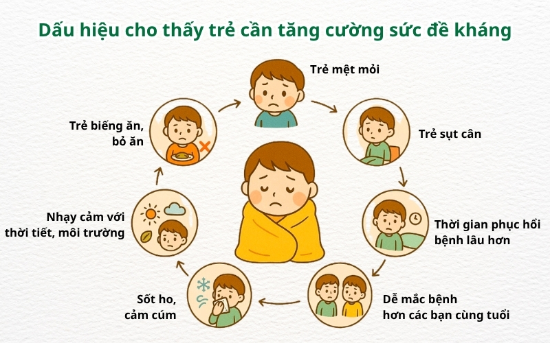 Những dấu hiệu này cảnh báo rằng trẻ cần được tăng cường hệ miễn dịch ngay lập tức để giảm nguy cơ ốm vặt