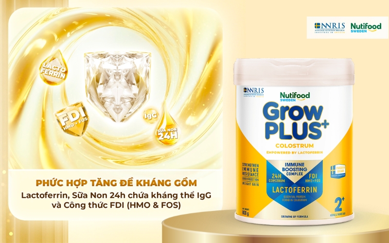 Với Nutifood GrowPLUS+ Colostrum Lactoferrin, mẹ có thể yên tâm chăm sóc bé yêu, giảm nguy cơ ốm vặt và xây dựng nền tảng sức khỏe vững chắc ngay từ những năm tháng đầu đời.