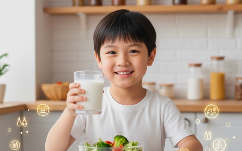 Bổ sung sữa non giúp cung cấp vitamin, khoáng chất và protein tự nhiên, hỗ trợ bé phát triển khỏe mạnh.